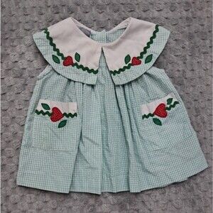 Samara Baby Girls Seersucker Gigham Sun Dress 12 Months Summer Peter pan collar